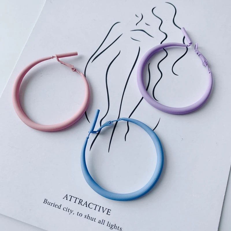 Alloy Paint Geometric Round Pendant Earrings