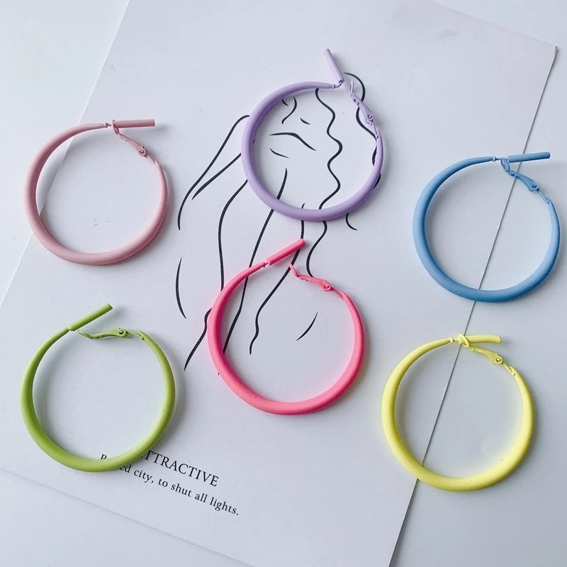 Alloy Paint Geometric Round Pendant Earrings