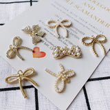 DIY Alloy Plating Bow Pearl Pendant Earrings Accessories