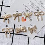 DIY Alloy Plating Bow Pearl Pendant Earrings Accessories