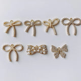 DIY Alloy Plating Bow Pearl Pendant Earrings Accessories