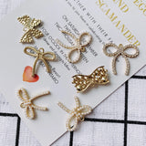 DIY Alloy Plating Bow Pearl Pendant Earrings Accessories