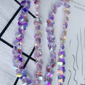 Bulk Purple Butterfly Flower Crystal Glass Necklace Jewelry Material