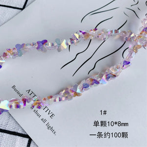 Bulk Purple Butterfly Flower Crystal Glass Necklace Jewelry Material