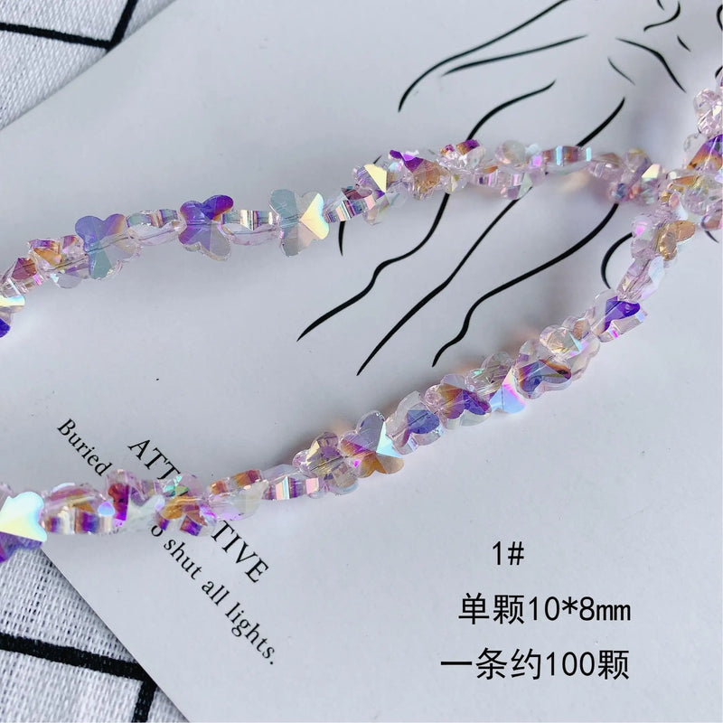 Bulk Purple Butterfly Flower Crystal Glass Necklace Jewelry Material