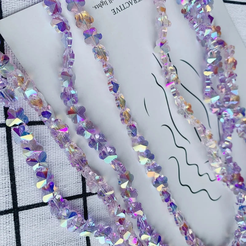 Bulk Purple Butterfly Flower Crystal Glass Necklace Jewelry Material