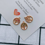 Copper Gold-Plated Zircon Tree Pendant Necklace Earring Set