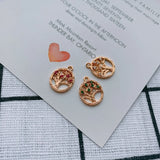 Copper Gold-Plated Zircon Tree Pendant Necklace Earring Set