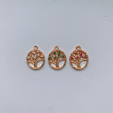 Copper Gold-Plated Zircon Tree Pendant Necklace Earring Set