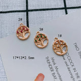 Copper Gold-Plated Zircon Tree Pendant Necklace Earring Set