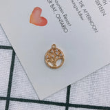 Copper Gold-Plated Zircon Tree Pendant Necklace Earring Set