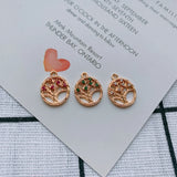 Copper Gold-Plated Zircon Tree Pendant Necklace Earring Set
