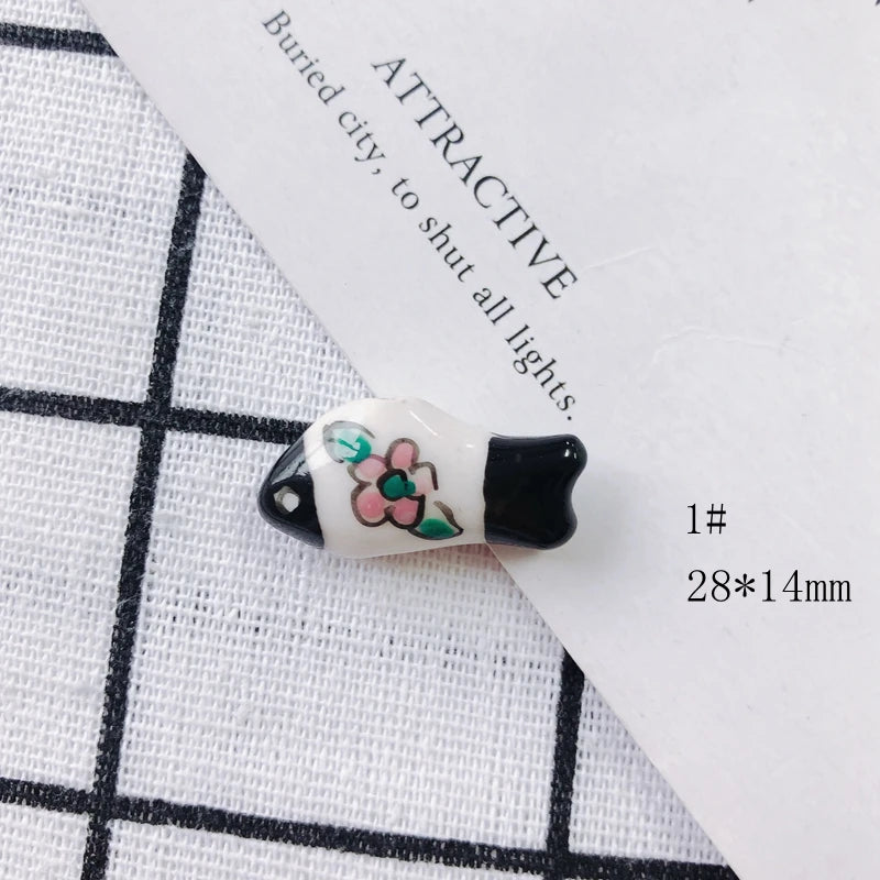 Colorful Ceramic Fish Pendant Necklace DIY Jewelry Material