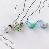 Hand Drawn Ceramic Hen Beads for Jewelry Making