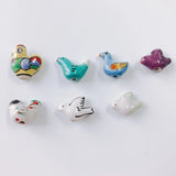 Hand Drawn Ceramic Hen Beads for Jewelry Making