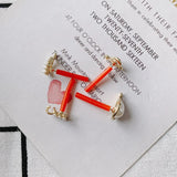 Square Water Droplet Pearl Earrings Set