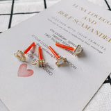 Square Water Droplet Pearl Earrings Set