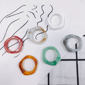 Colorful Resin Geometric Finger Ring DIY Jewelry Accessory