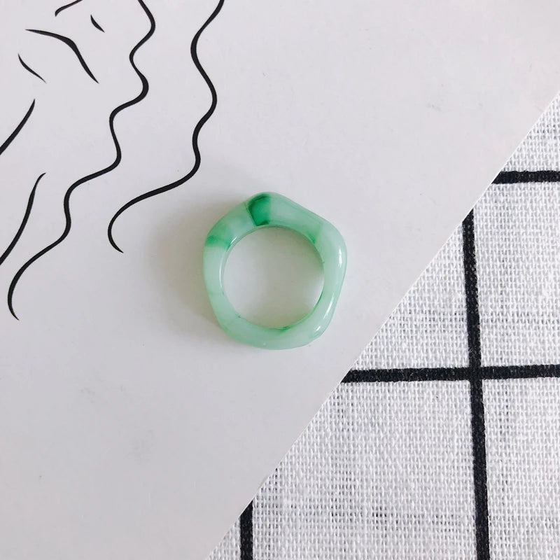 Colorful Resin Geometric Finger Ring DIY Jewelry Accessory