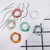 Colorful Resin Geometric Finger Ring DIY Jewelry Accessory