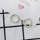 Geometric Love Round Pearl Set Earrings & Pendant