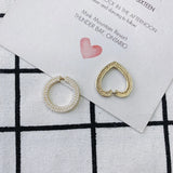 Geometric Love Round Pearl Set Earrings & Pendant