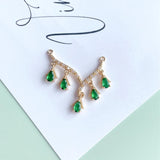 Antique Tassel Micro Crystal Zircon Double Pendant Jewelry Set
