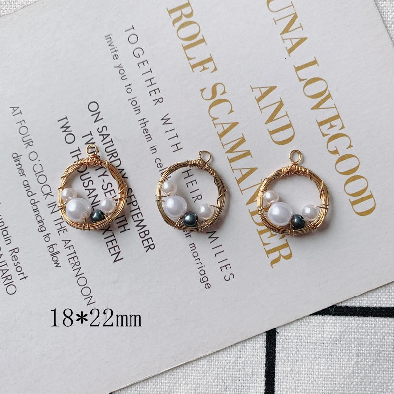 Vintage Pearl Wire Winding Earring Pendants