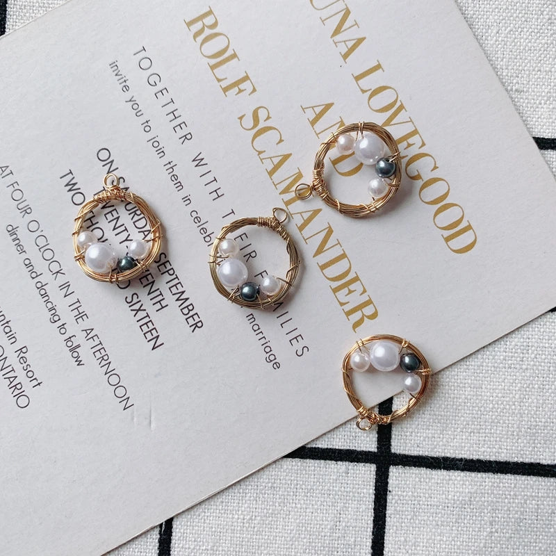 Vintage Pearl Wire Winding Earring Pendants