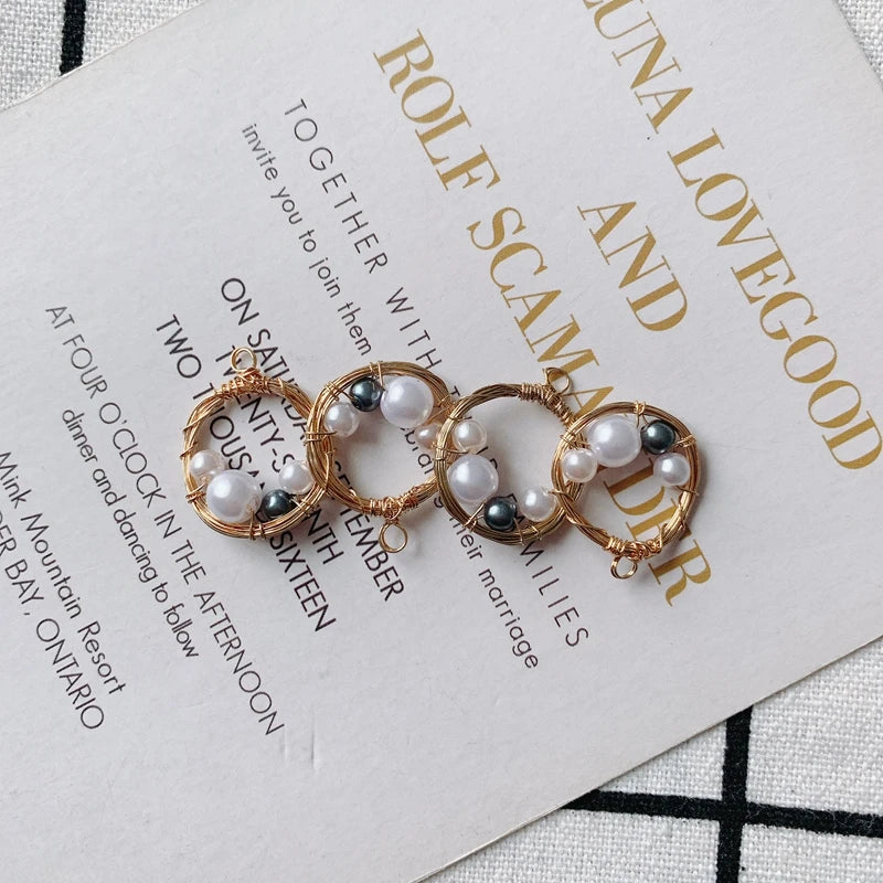 Vintage Pearl Wire Winding Earring Pendants