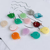 Resin Acrylic Round Earrings 952 Silver Needle DIY Jewelry Accessories