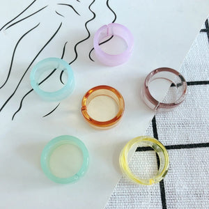 Resin Colorful Translucent Open Ring Material Accessories