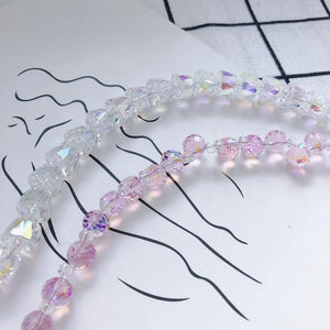 Colorful Pink Crystal Glass Necklace Material Accessories