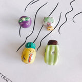 DIY Fruit & Veggie Ceramic Beads Hand Drawn Pendant