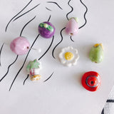 DIY Fruit & Veggie Ceramic Beads Hand Drawn Pendant