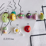 DIY Fruit & Veggie Ceramic Beads Hand Drawn Pendant