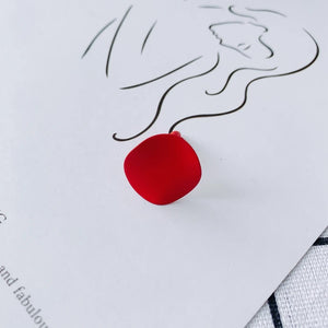 Small Fresh Iron Heart Earrings Matte Finish