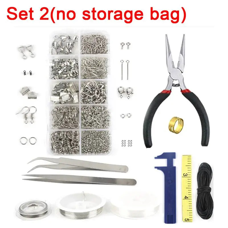 DIY Jewelry Making Accessory Set with Pliers and Silver Beads