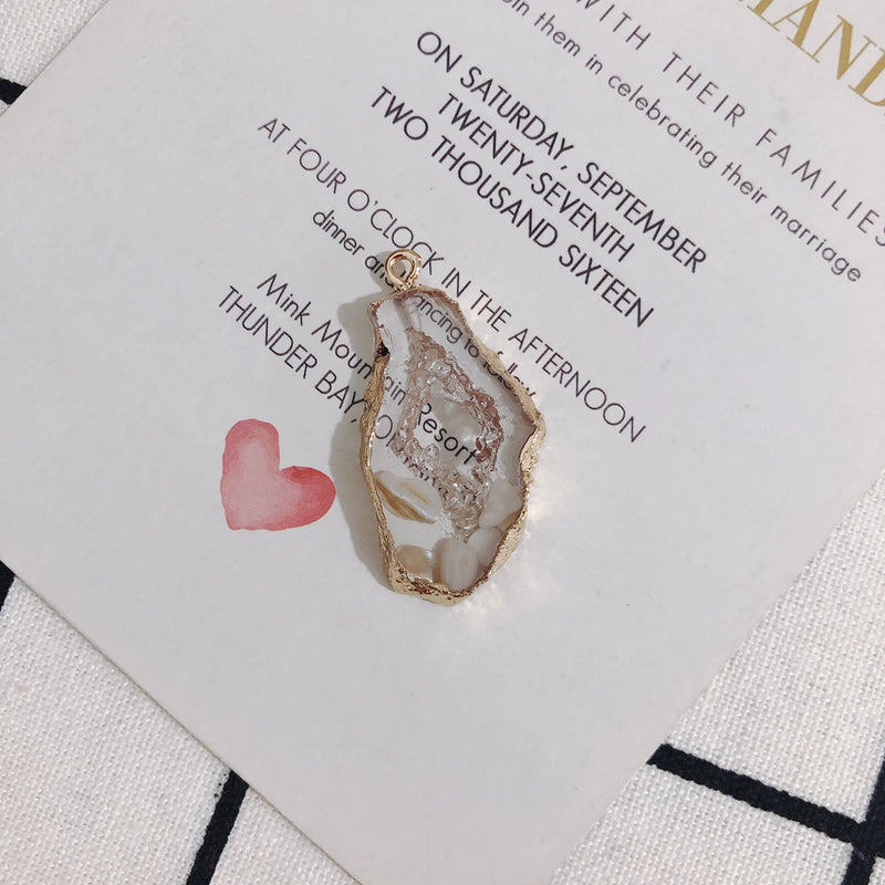 DIY Shell Resin Pendant Earrings 2pcs
