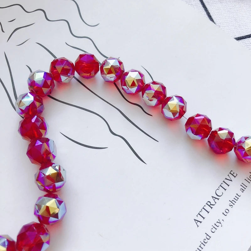 Geometric Red Crystal Glass Beads Bulk Necklace Material 1PCS
