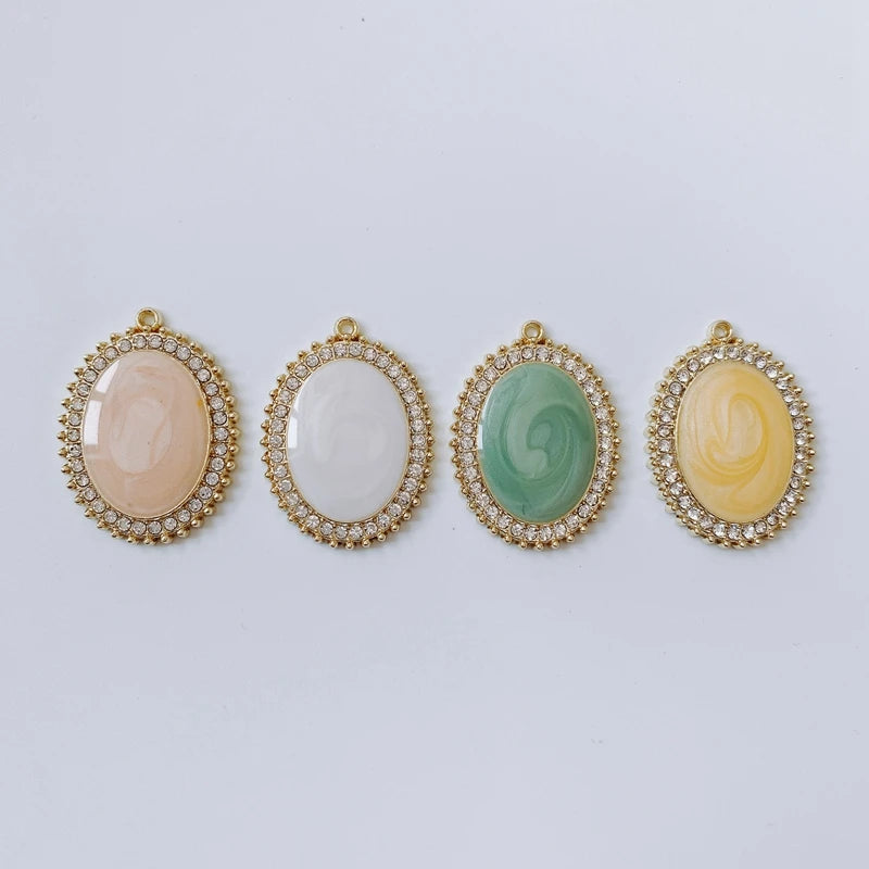 Colorful Drop Oil Oval Small Pendant Earrings DIY Jewelry Accessories