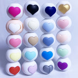 50pcs Silicone Teething Beads Baby Chew Heart Beads DIY Rainbow Ball Beads