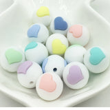 50pcs Silicone Teething Beads Baby Chew Heart Beads 15mm DIY Baby Teether