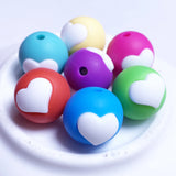 50pcs Silicone Teething Beads Baby Chew Heart Beads 15mm DIY Baby Teether