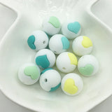 50pcs Silicone Teething Beads Baby Chew Heart Beads 15mm DIY Baby Teether