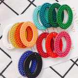 Rattan Resin Oval Earrings Pendant Jewelry