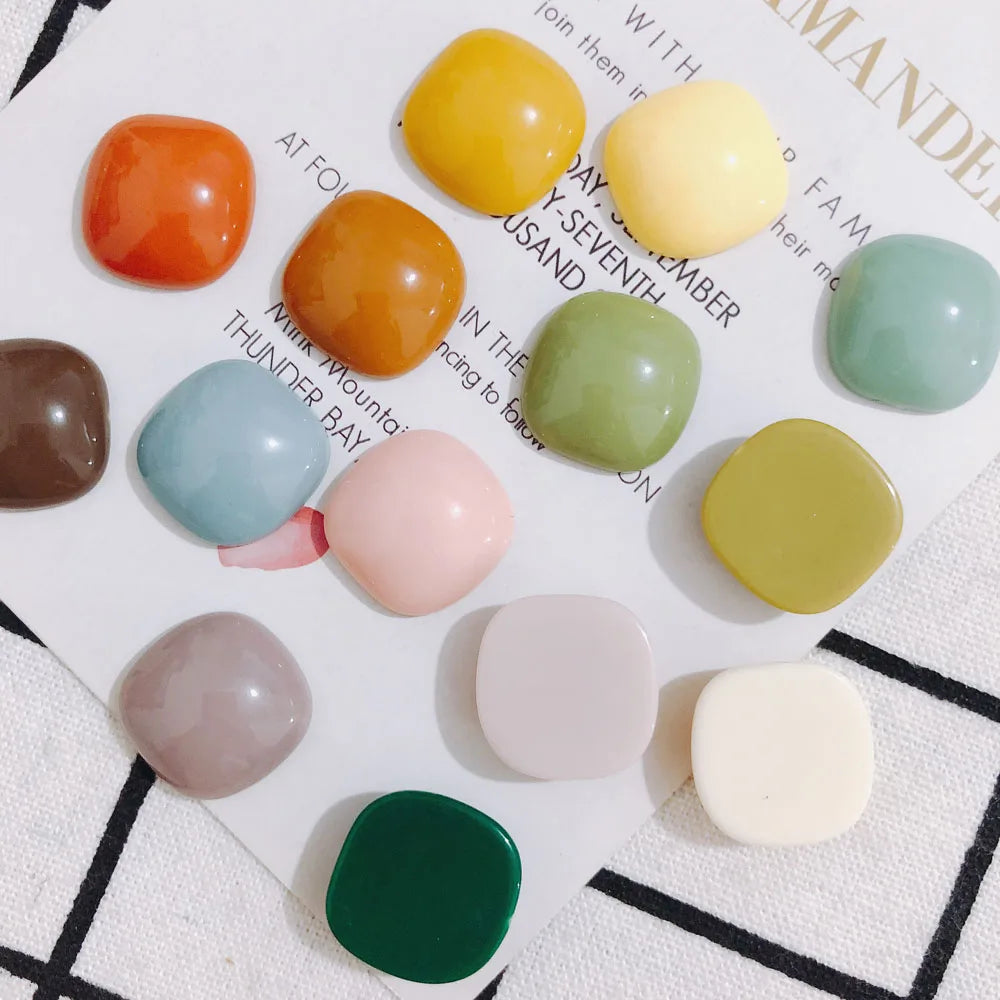 10pcs Square Candy Earrings Patches, DIY Solid Earrings Material