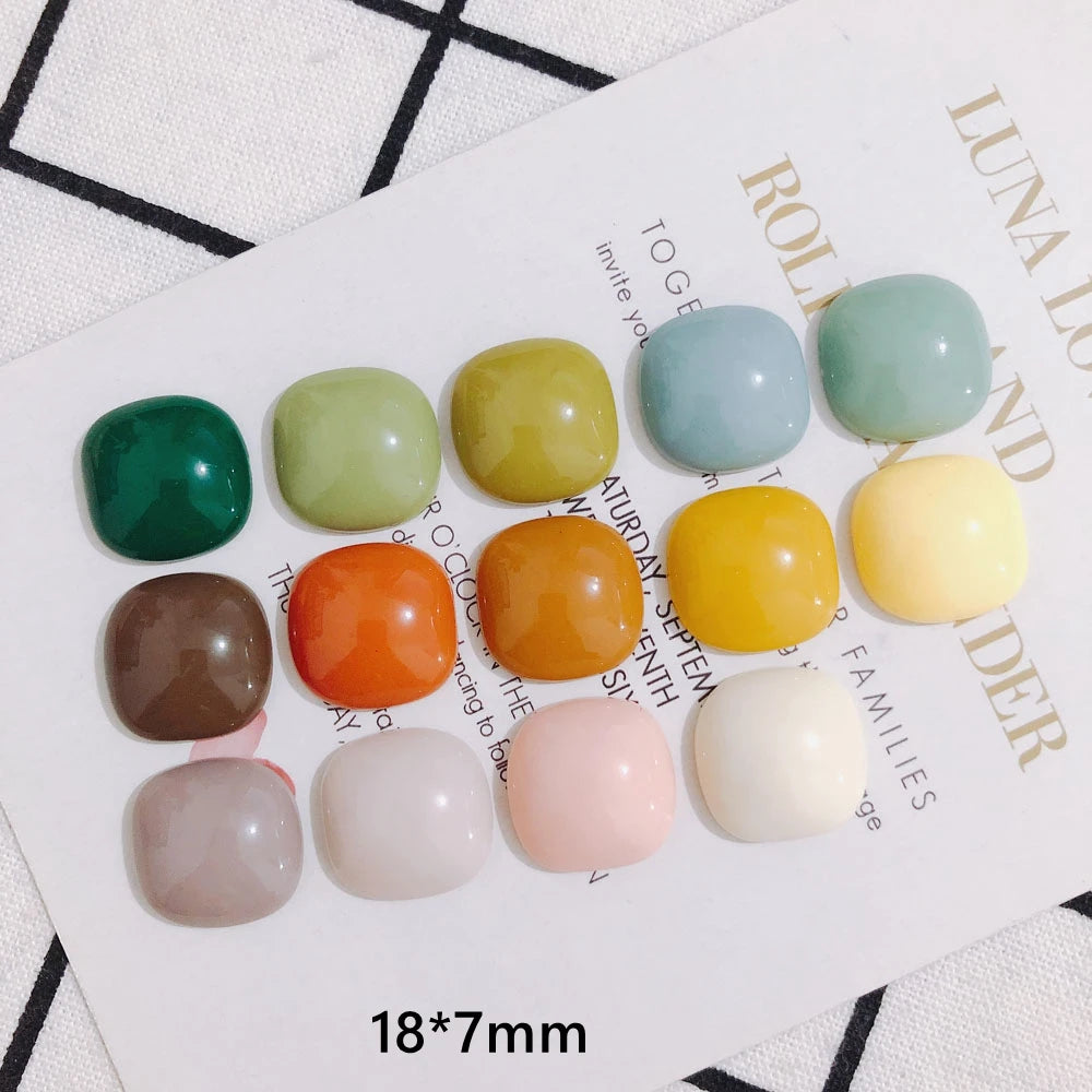 10pcs Square Candy Earrings Patches, DIY Solid Earrings Material