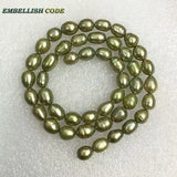 Dark Green Pearl Beads 6-7mm Teardrop Shape Strand - 45pcs/lot