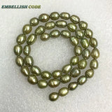 Dark Green Pearl Beads 6-7mm Teardrop Shape Strand - 45pcs/lot